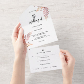 Uno Floral rústica todo en una invitación de matrimoni