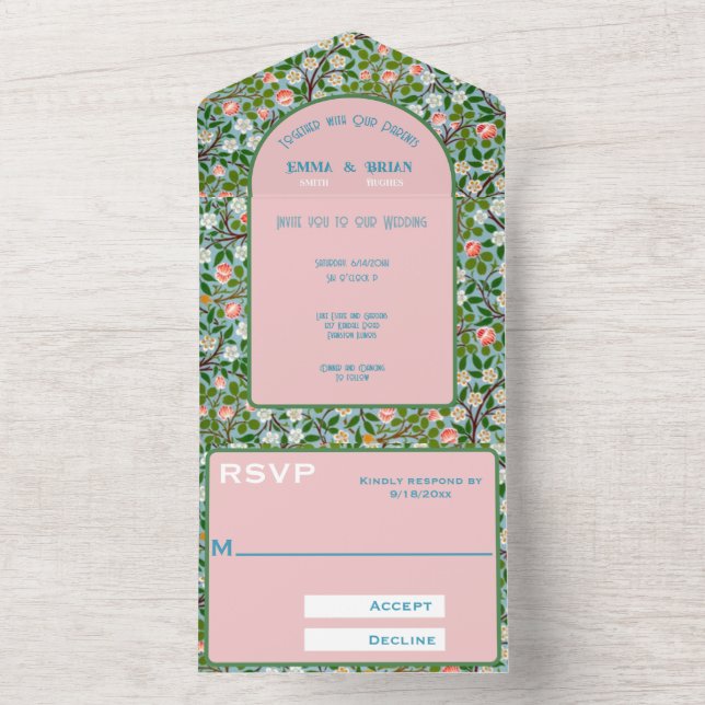 Uno Florecimiento de primavera todo en una invitación  (Interior)