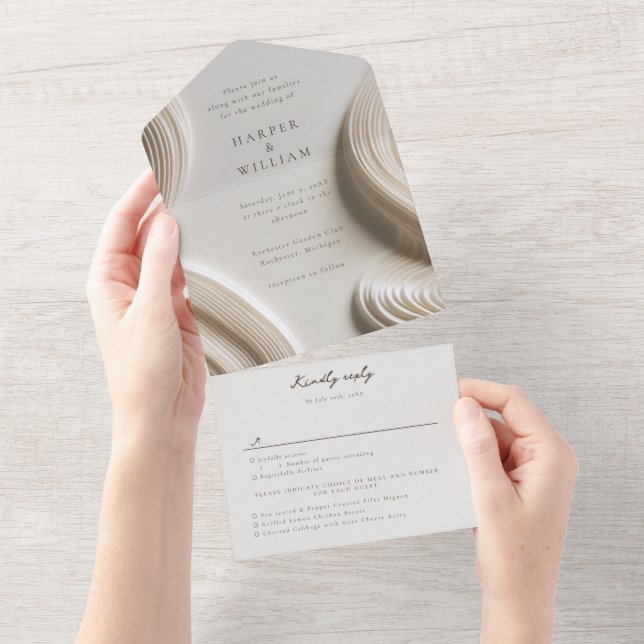 Uno Flujo esculpido todo en una invitación de boda (desgarro)