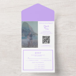 Uno Foto Todo en una boda Lilac Invitación Código QR