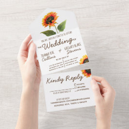 Uno Girasol todo en una invitación de matrimonio