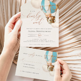 Uno Globos De Oso Baby Shower Todo En Una Invitación