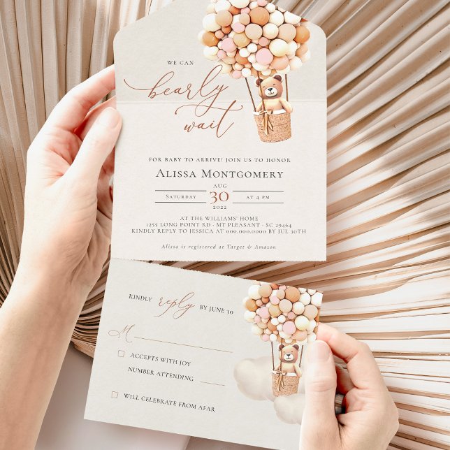 Uno Globos De Oso Baby Shower Todo En Una Invitación (Subido por el creador)
