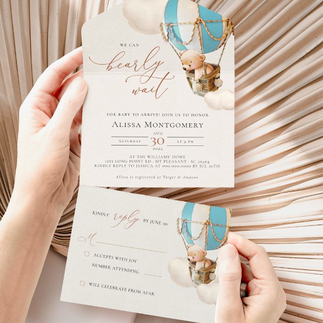 Uno Globos De Oso Baby Shower Todo En Una Invitación (Subido por el creador)