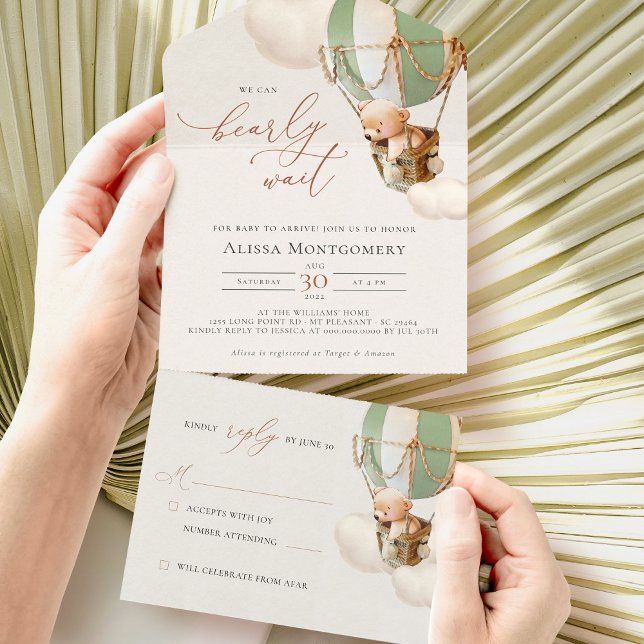 Uno Globos De Oso Baby Shower Todo En Una Invitación (Subido por el creador)