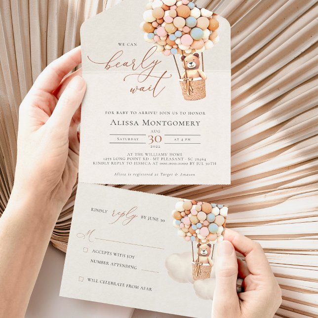 Uno Globos De Oso Baby Shower Todo En Una Invitación (Subido por el creador)