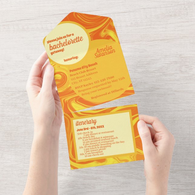 Uno Groovy Bachelorette Todo En Una Invitación (desgarro)