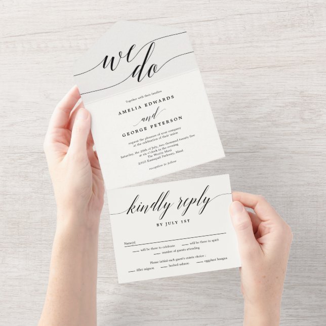 Uno Guión Moderno Todo En Una Invitación De Boda Simpl (desgarro)