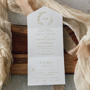 Uno Hoja mínima Boda De Oro Todo En Una Invitación