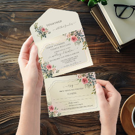 Uno Invitación a Rosas de acuarela todo en una boda