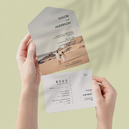 Uno Invitación a todo en una boda moderna con foto