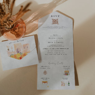 Uno Invitación de boda Boho Desert Cactus   Todo en un