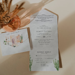 Uno Invitación de boda Boho Desert Cactus   Todo en un