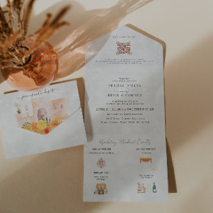 Uno Invitación de boda Boho Desert Cactus   Todo en un