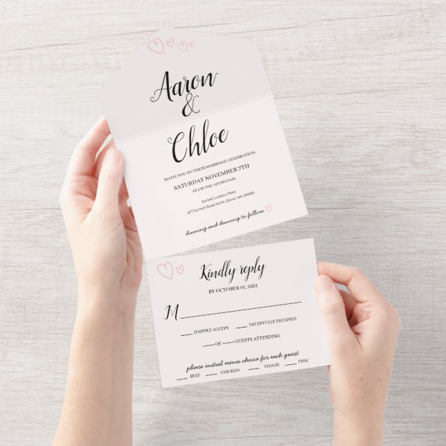 Uno Invitación de Boda con Caligrafía Delicada Todo en (desgarro)