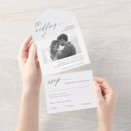 Uno Invitación de boda con caligrafía moderna todo en