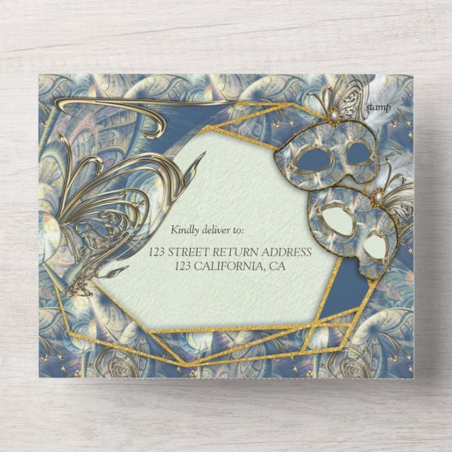 Uno Invitación de boda Rococo Rich Romántico Todo en U (Anverso)