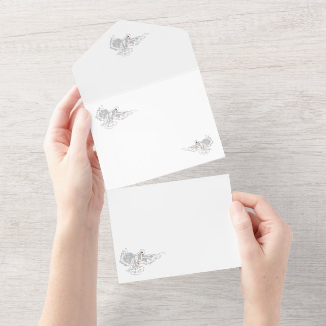 Uno Invitación de Boda Todo en Uno: Palomas (desgarro)