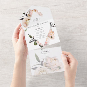 Uno Invitación de ducha de novia floral Rubor todo en 