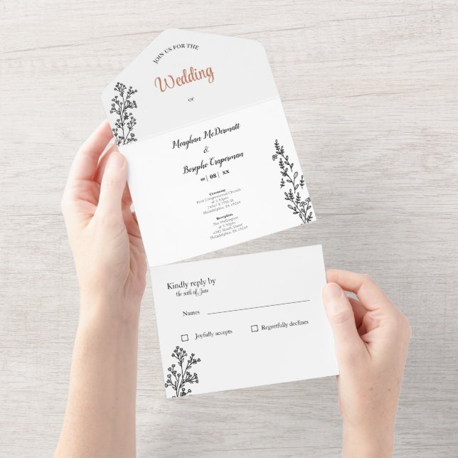 Uno Invitación simple todo en una boda (desgarro)