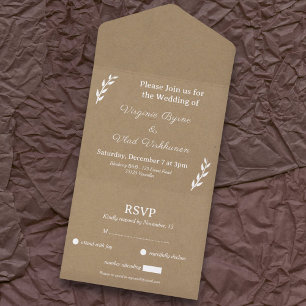 Uno Kraft & Rustic RSVP Boda Todo En Una Invitación