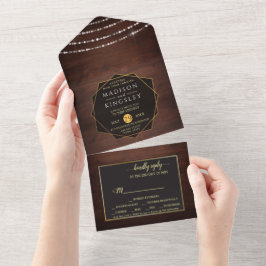 Uno La Madera Rústica Fab Todo En Una Invitación