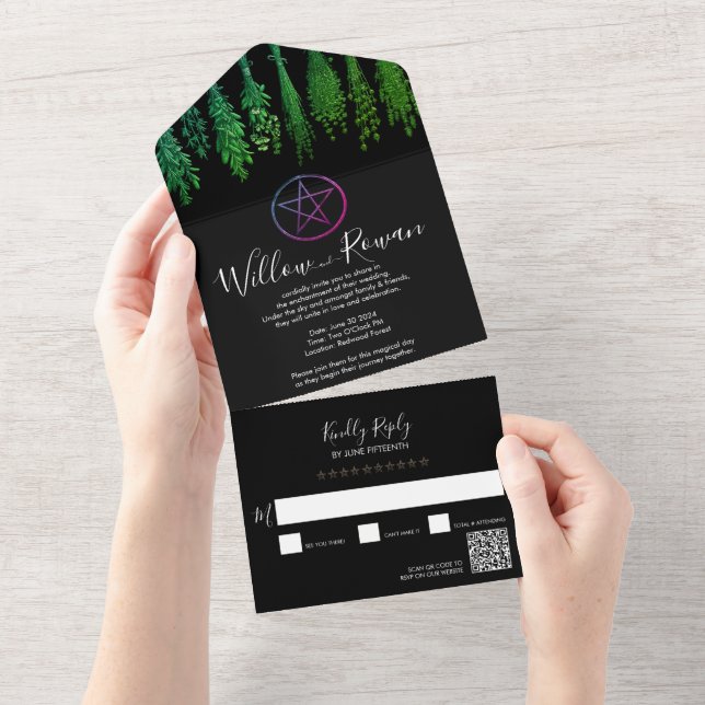 Uno La mujer pagana verde negro todo en una invitación (desgarro)