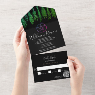 Uno La mujer pagana verde negro todo en una invitación