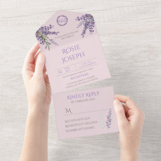 Uno Lavender Elegante Boda Todo En Una Invitación