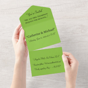Uno Lime Green Todo En Una Invitación De Boda - Brilla
