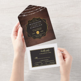 Uno Madera Rústica Fab Todo En Una Invitación