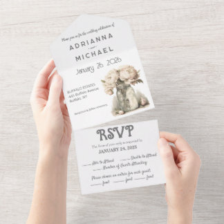 Uno Masón floral beige todo en una invitación de matri