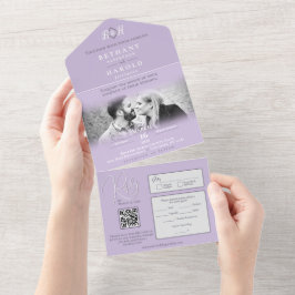 Uno Monograma de lavanda todo en una sola invitación d