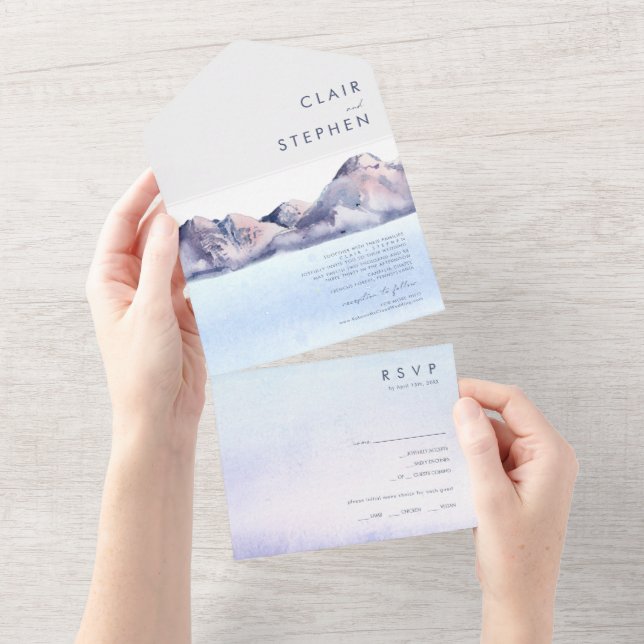 Uno Montaña de Invierno Todo En Una Invitación (desgarro)