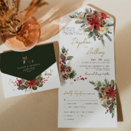 Uno Navidades Pine Floral Todo en una Invitación de Bo
