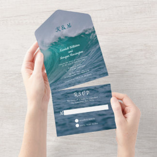 Uno Ondas de caída Boda todo en una sola invitación