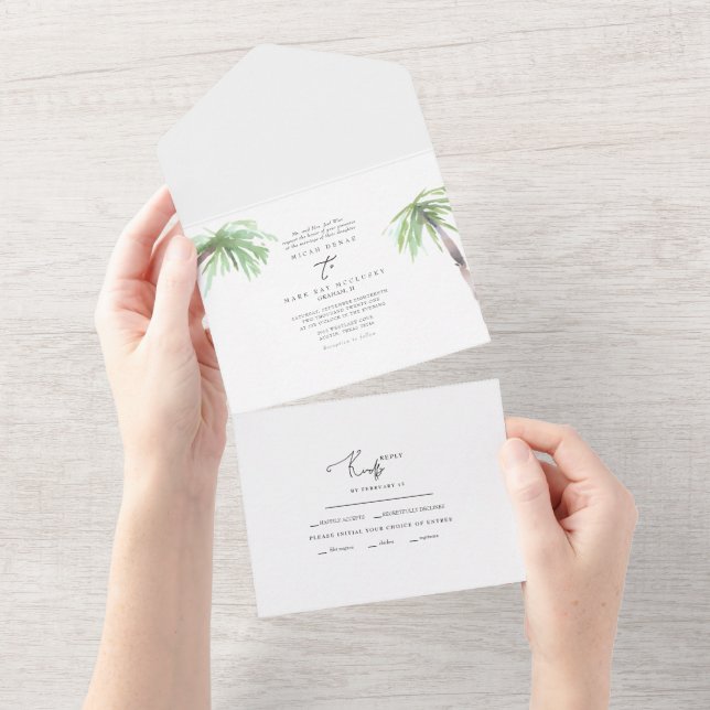 Uno Palm Tropical Todo En Una Invitación (desgarro)