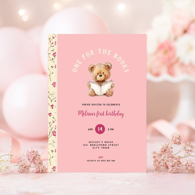 Uno para el Libro Invitación de cumpleaños número  (One for the book 1st birthday invitation)