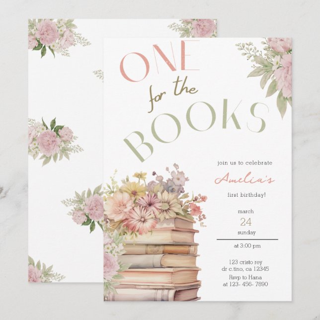 Uno Para La Invitación Del Primer Cumpleaños De Lo (Anverso / Reverso)