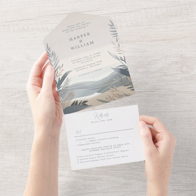 Uno playa costera Todo en una boda Invitación (desgarro)