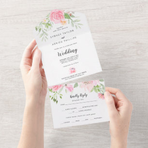 Uno Primavera Peony Boda Todo En Una Invitación
