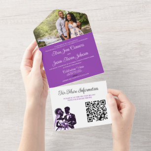 Uno Púrpura Pareja Todo En Una Invitación