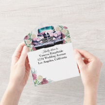 Rosas de coche clásico todo en una sola invitación