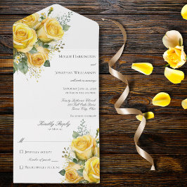 Uno Roses amarillos todo en una invitación de matrimon