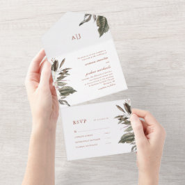 Uno Simple Botánico Todo En Una Invitación De Boda