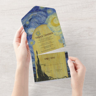 Uno Starry artístico vintage todo en una invitación de