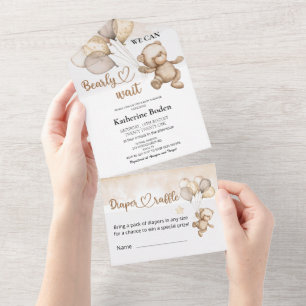 Uno Teddy Bear Baby Shower Todo En Una Invitación