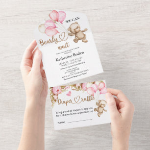 Uno Teddy Bear Baby Shower Todo En Una Invitación