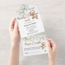 Uno Teddy Bear Baby Shower Todo En Una Invitación