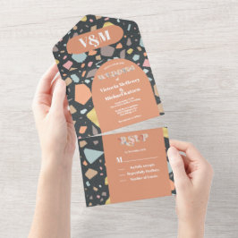 Uno Terrazzo Modern Arch Boda Todo En Una Invitación